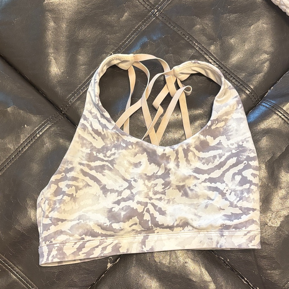 Fabletics Beige And Gray Patterned Sports Bra - image 1